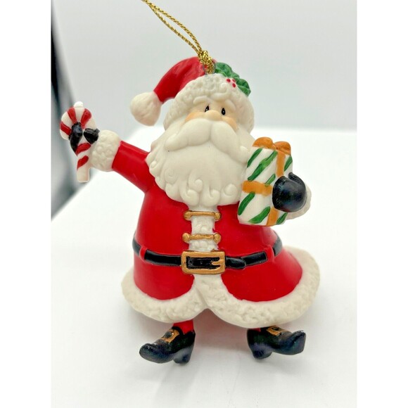 Home Interiors Santa Claus Bell Ornaments Ceramic Dangling Feet Original Box - Picture 5 of 16